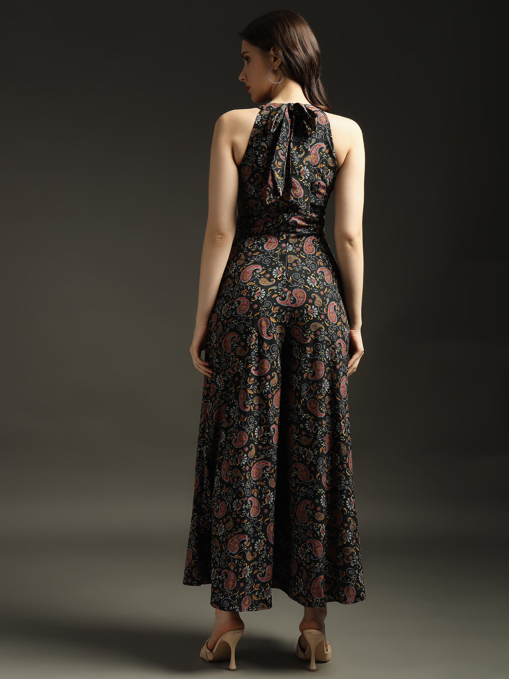 Elegant Paisley Print Halter Neck Jumpsuit