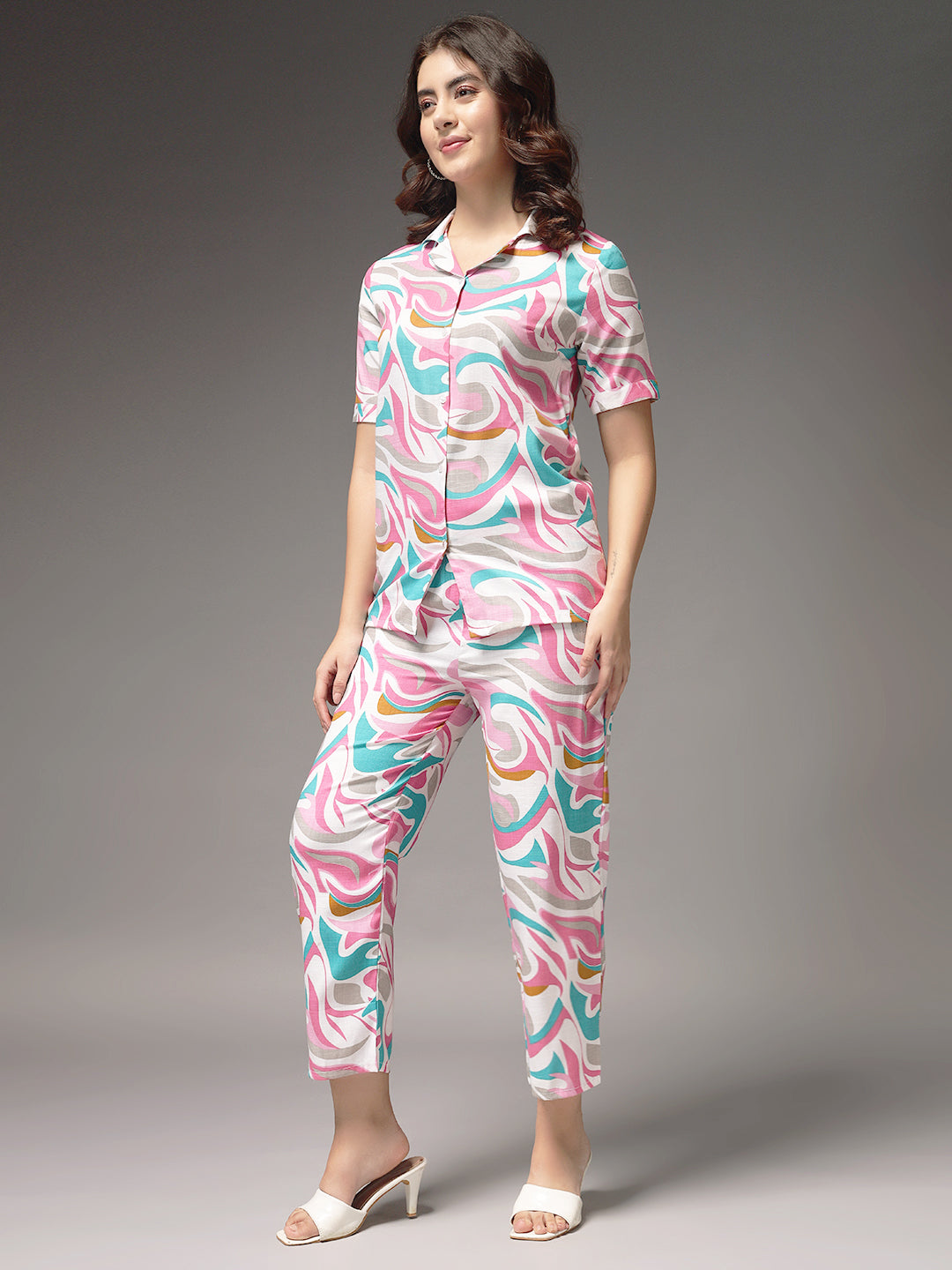 Printed Cotton Shirt & Trouser Co-ord Set