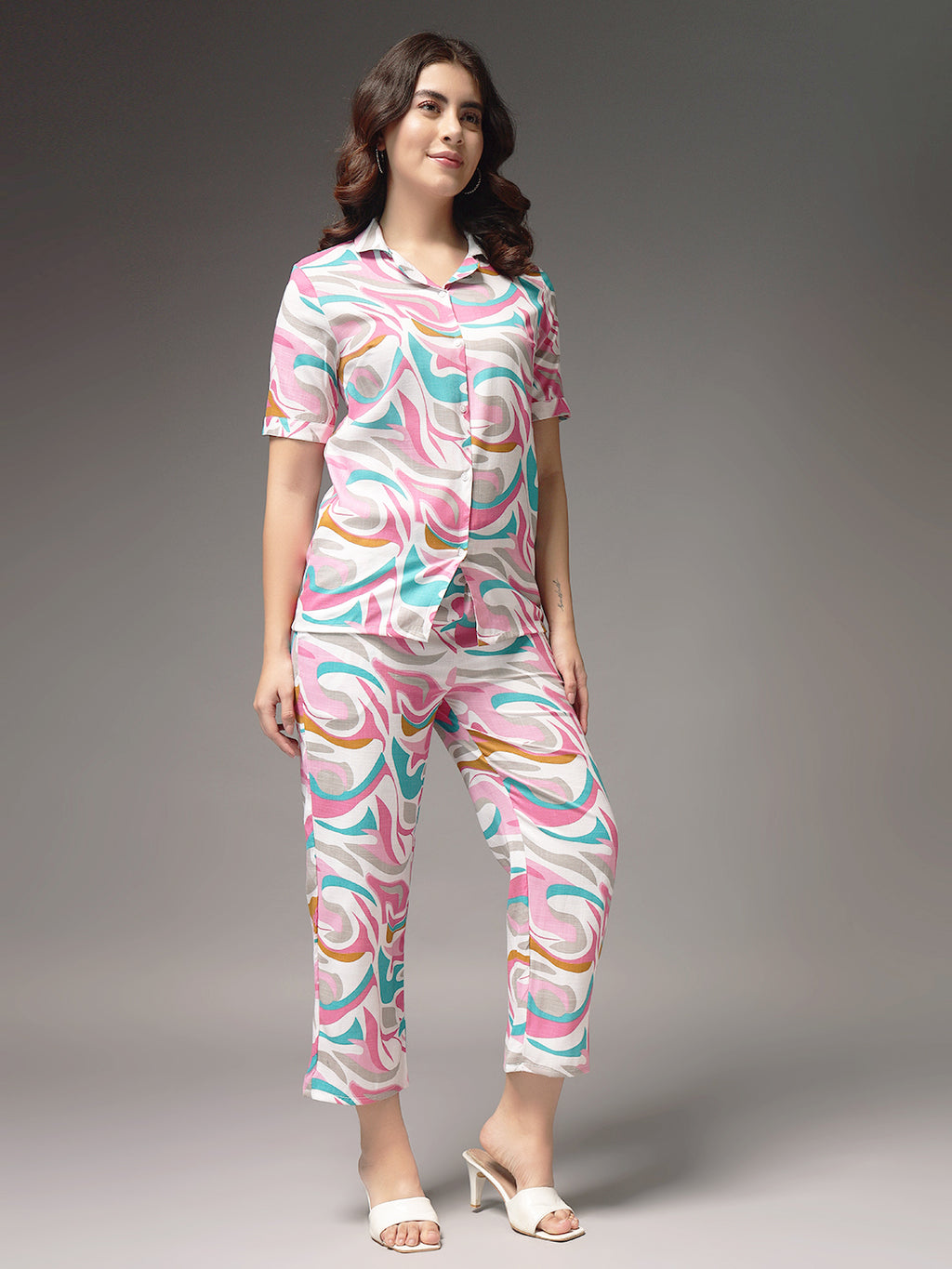 Printed Cotton Shirt & Trouser Co-ord Set