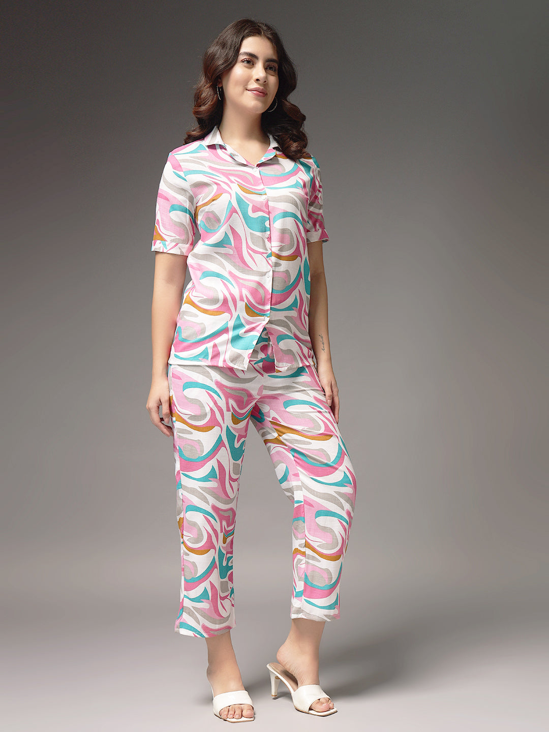 Printed Cotton Shirt & Trouser Co-ord Set