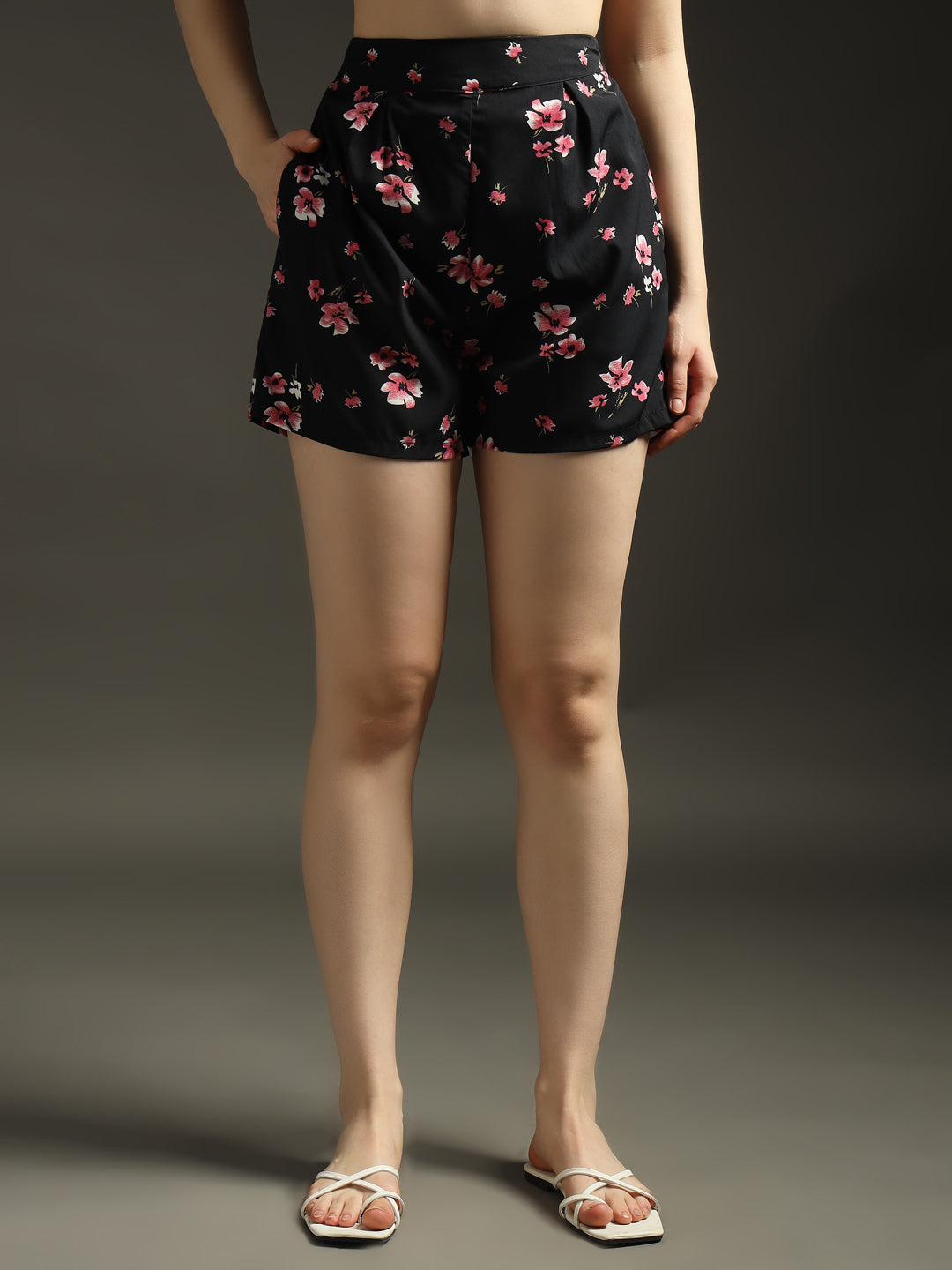 Black & Pink Floral Tie-Up Back Co-ords Set